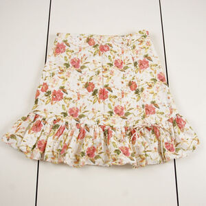 Zara High Waist Embroidered Floral Printed Gathered Mini Skirt Womens Sz XS